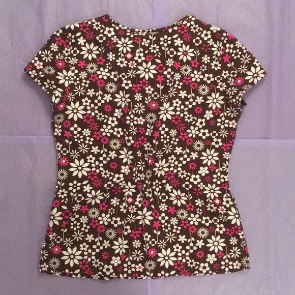 Los Angeles Rose Floral Scrub Top Size Small - Picture 2 of 2
